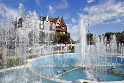 France, Calvados, Pays d'Auge, Deauville, fountain on the place de Morny