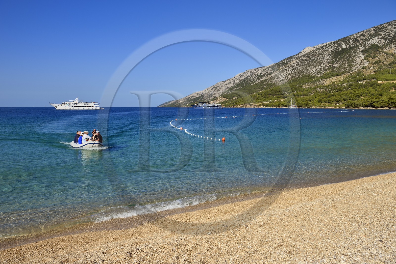 Croatie, Dalmatie, cote dalmate, Ile de Brac, Bol, la plage de Zlatni Rat ou Corne d'or