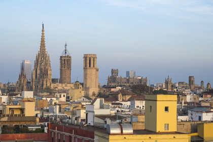 Espagne, Catalogne, Barcelone, quartier Barrio Gotico, cathédrale basilique métropolitaine de la Sainte-Croix et de Sainte Eulalie