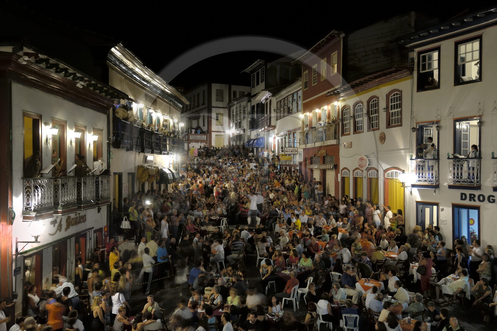 Brazil, Minas Gerais state, Diamantina, historical center listed as World Heritage by UNESCO, two town orchestras play at windows overlooking the square twice a month (Gold Route, Estrada Real)