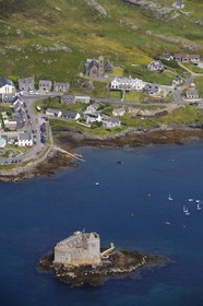 Royaume-Uni, Ecosse, Hébrides extérieures, Ile de Barra (vue aérienne)
