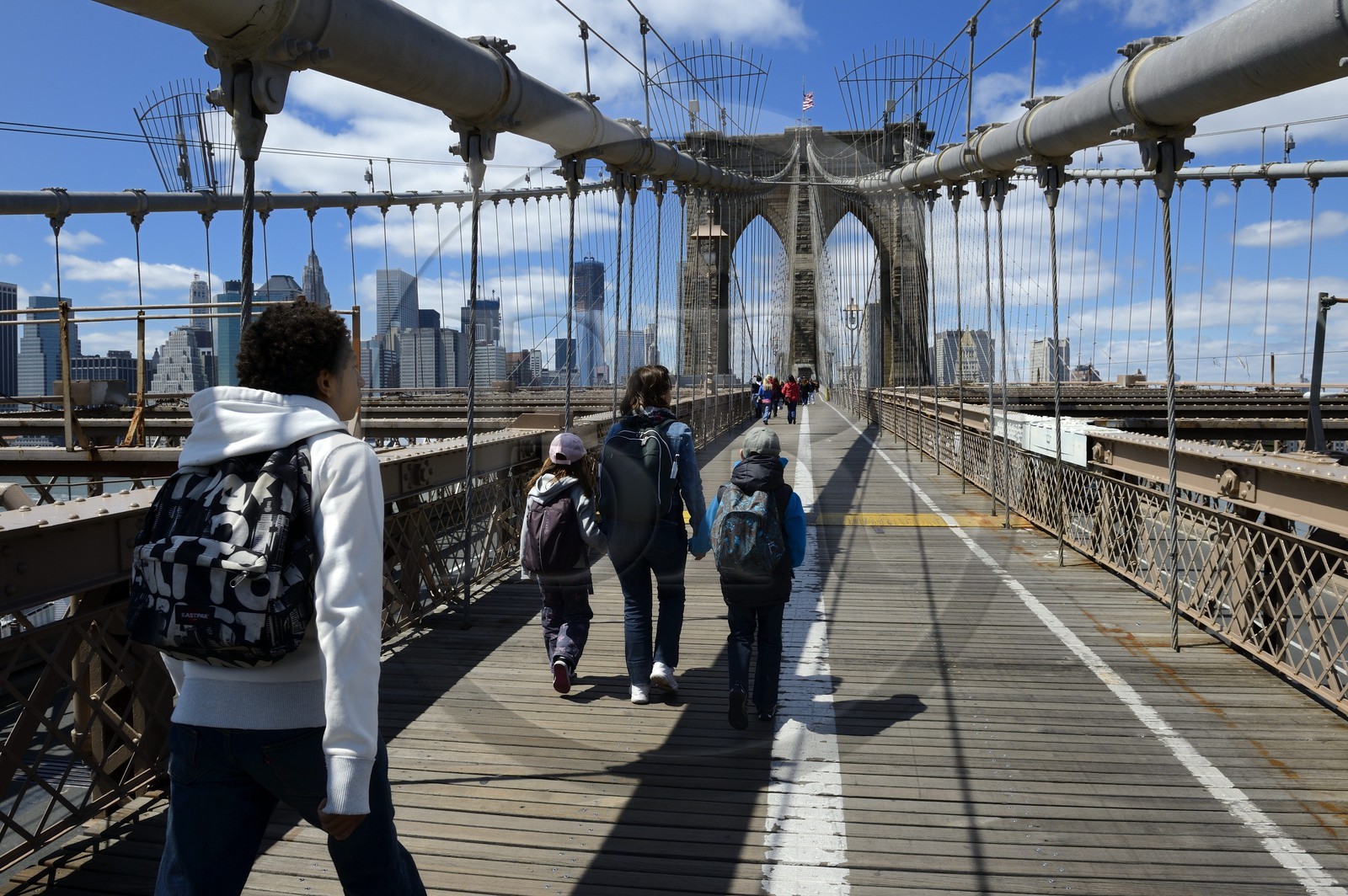 Etats-Unis, New York, Manhattan, le pont de Brooklyn