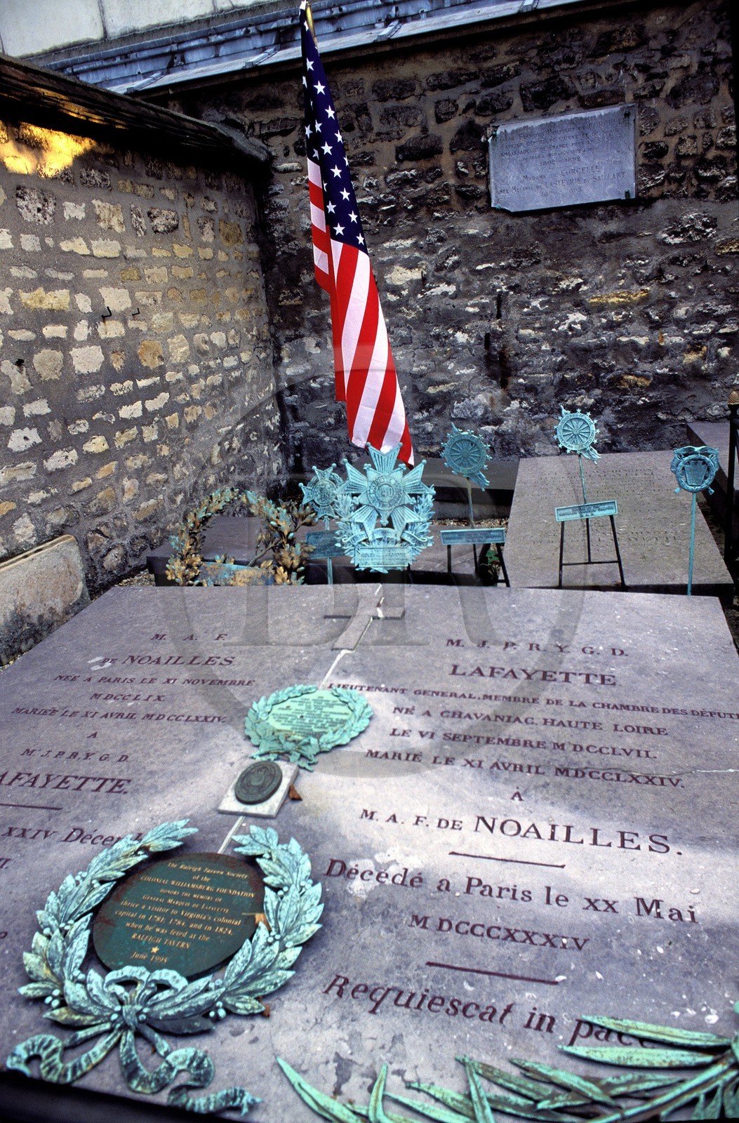 France, Paris (75), tombe de Lafayette dans le cimetière du Couvent des soeurs des Sacrés-Coeurs