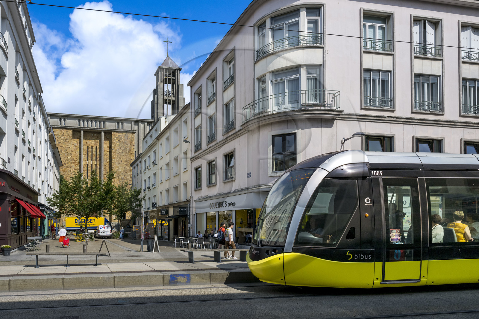 France, Finistère, Brest, rue de Siam and the Saint-Louis de Brest church in the background