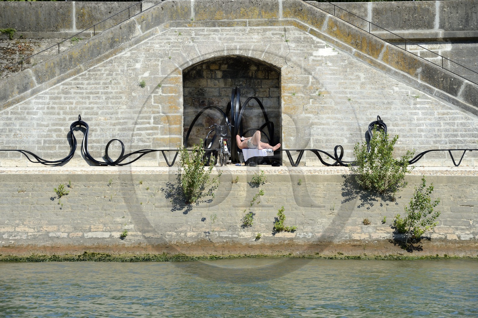 France, Rhone, Lyon, La Croix Rousse District, development project Rives de Saone (banks of the Saone river), Knotting work of Pablo Reinoso