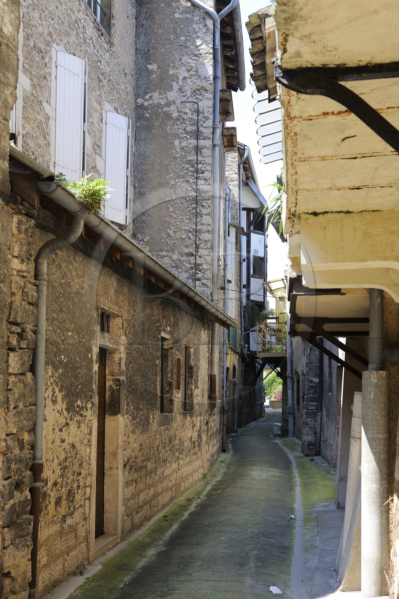 France, Saône et Loire (71), Tournus, la ruelle du Bief Potet qui chemine entre les maisons