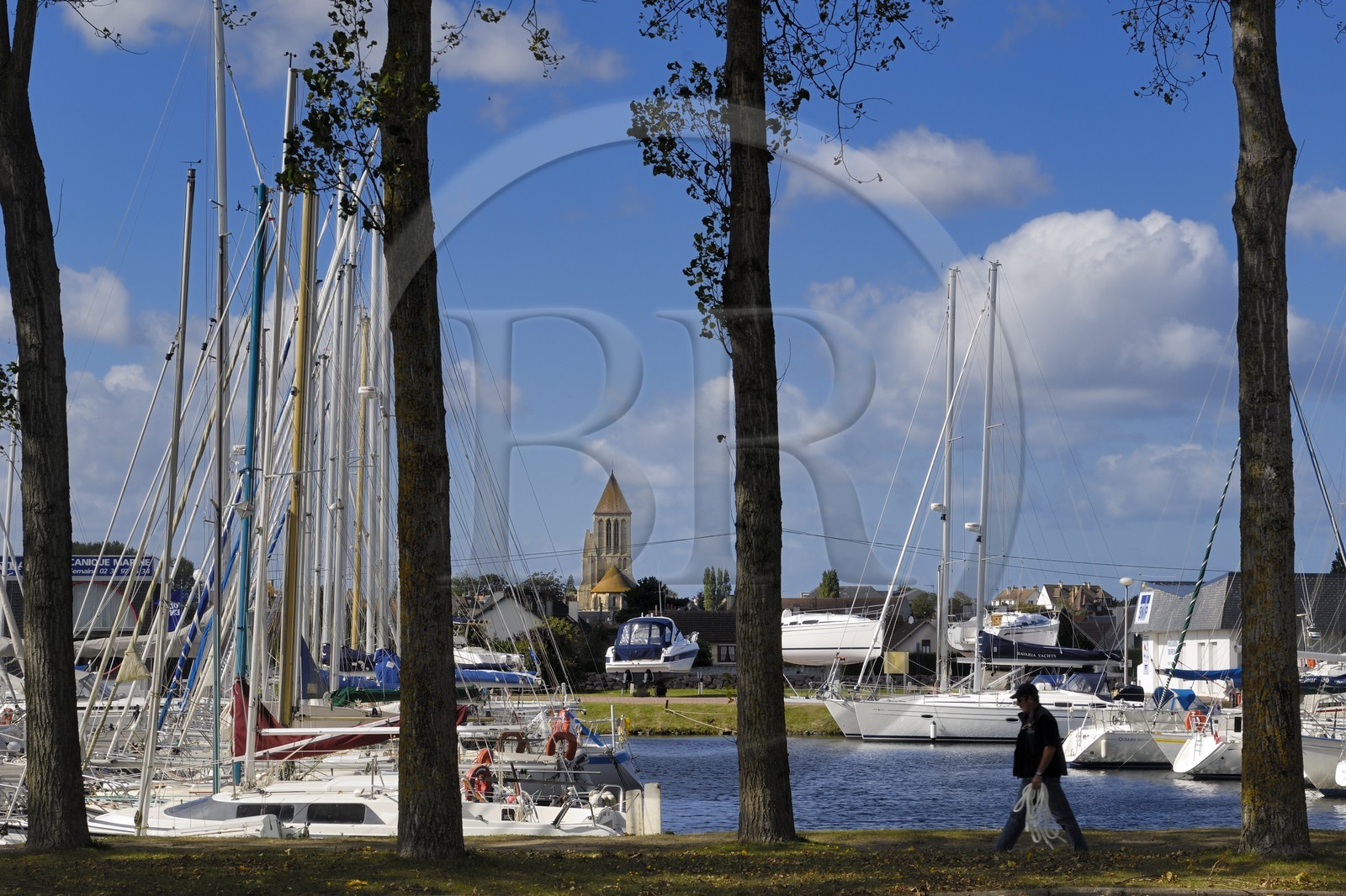 France, Calvados, Cote de Nacre, Ouistreham, Riva Bella, marina on the canal from Caen to the sea