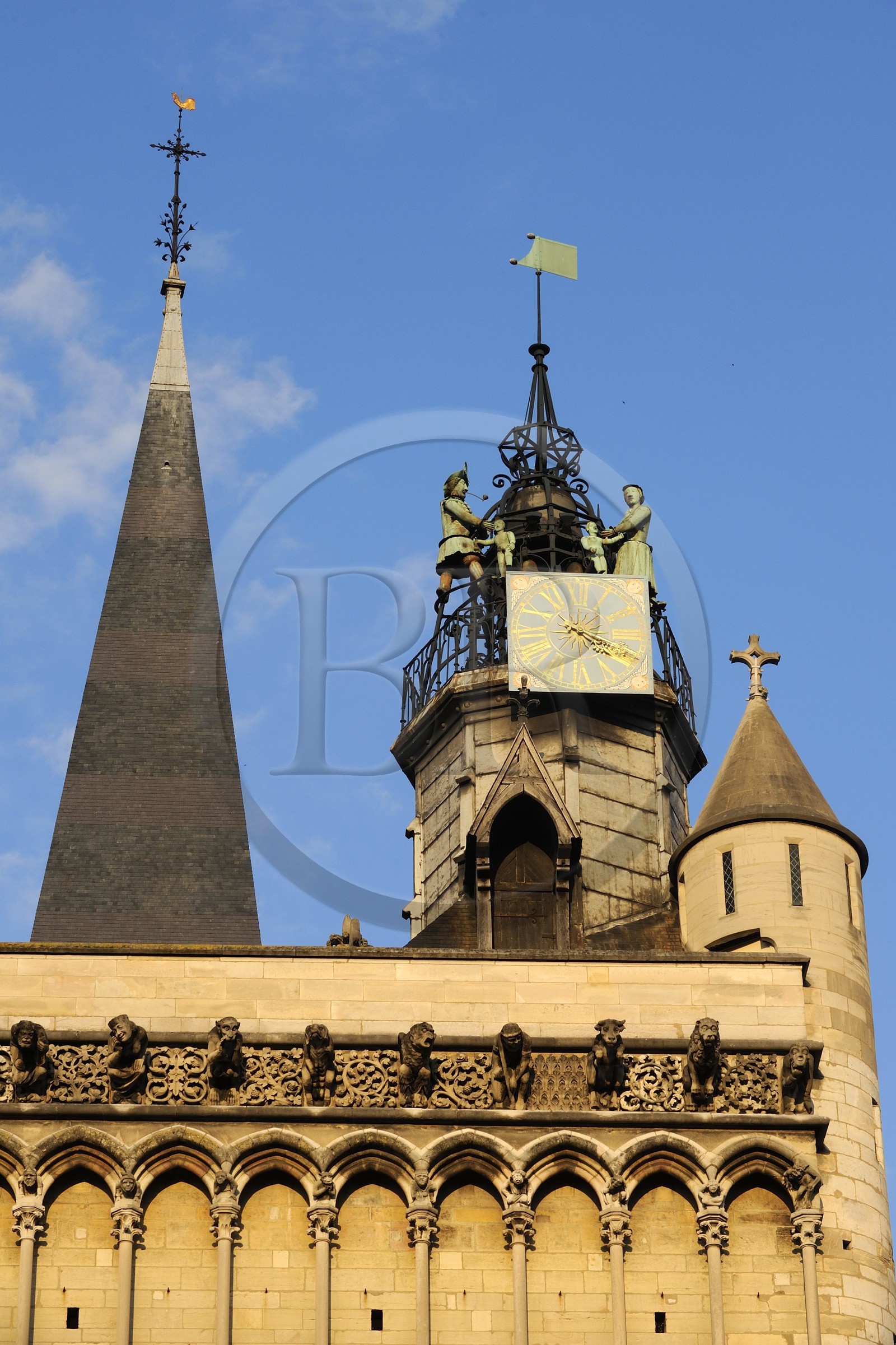 France, Côte d'Or (21), Dijon, l'église Notre-Dame (1230-1250), l'horloge à Jacquemart