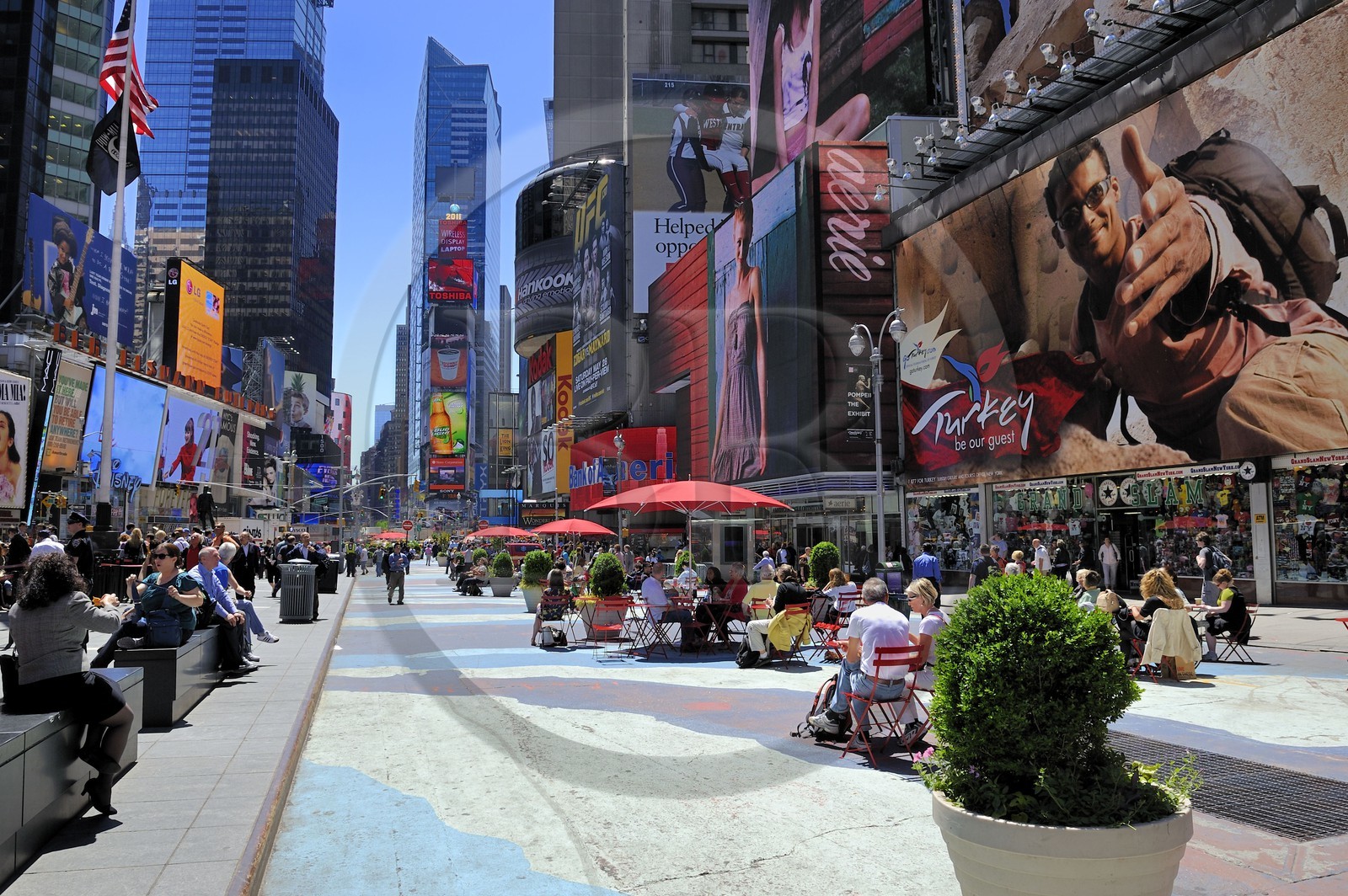 Etats-Unis, New York, Manhattan, Midtown, Times Square, partie piétonne et cycliste de Broadway