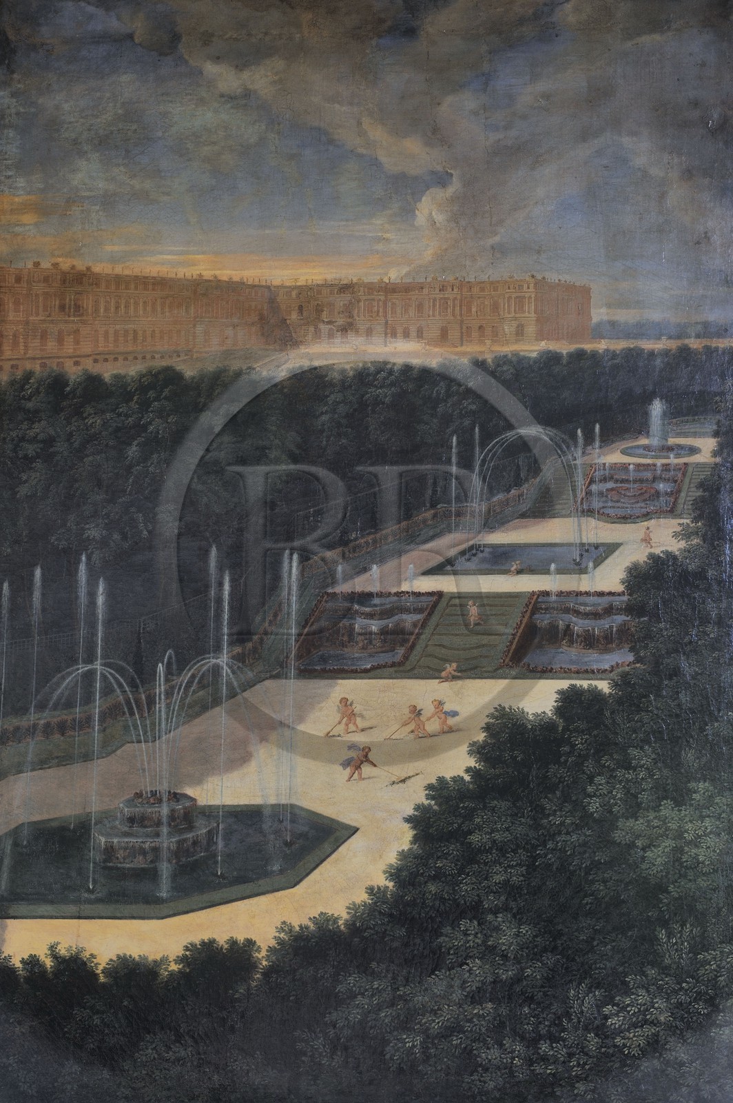 France, Yvelines (78), château de Versailles, classé Patrimoine Mondial de l'UNESCO, le Grand Trianon, la Galerie expose 21 tableaux représentant les bosquets de Versailles de Cotelle