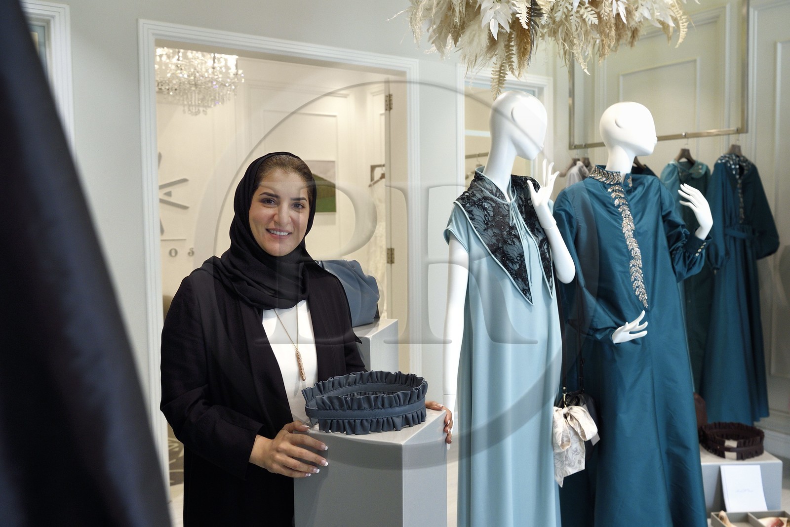 Sultanate of Oman, Muscat, Al-Athaiba district, haute couture boutique of Amal Al-Raisi, founder and fashion designer Amal Al-Raisi