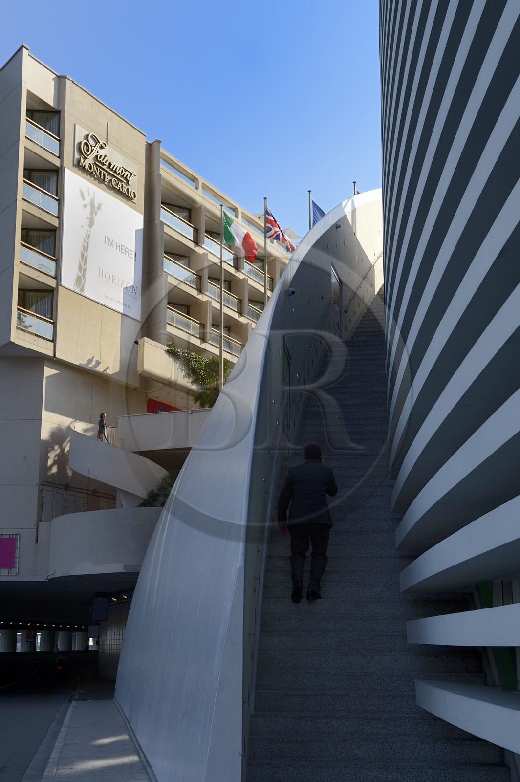 Principality of Monaco, Monaco, Monte-Carlo, Fairmont Hotel and the staircase of the NI BOX