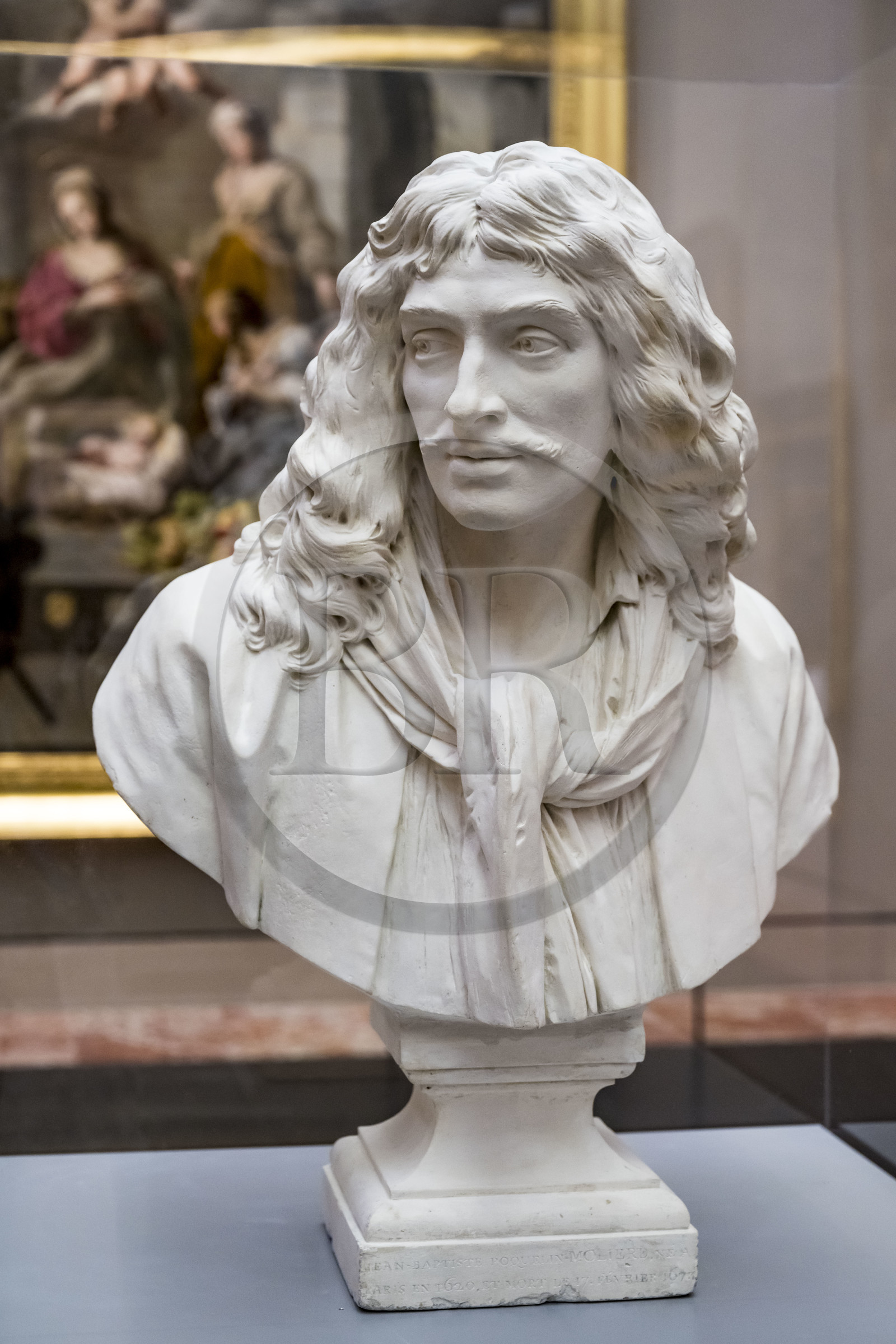 France, Hérault (34), Montpellier, centre historique, musée Fabre, galerie des Griffons, Buste de Molière du sculpteur Jean Antoine Houdon (1778)