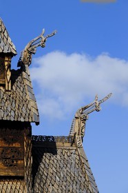 Norway, Sogn Og Fjordane County, Borgund, wooden stave church called stavkirker or stavkirke built in 1130 with pre-Christian viking motifs