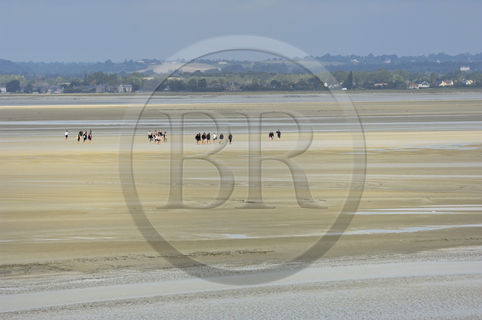 France, Manche (50), traversée à pied de la Baie du Mont Saint-Michel, classé Patrimoine Mondial de l' UNESCO