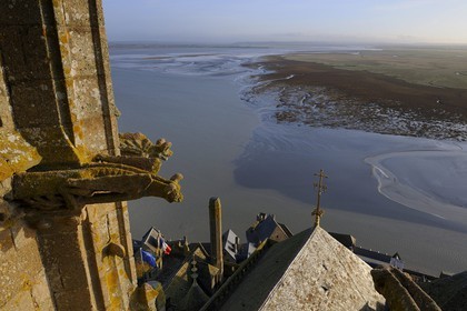 France, Manche (50), l'abbaye du Mont-Saint-Michel, classé Patrimoine Mondial de l'UNESCO, les gargouilles de l'église
