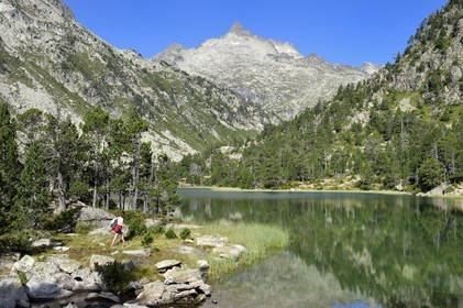 France, Hautes Pyrenees, Saint Lary Soulan, Neouvielle National Nature Reserve, Neouvielle lakes hike, Les Laquettes small lakes