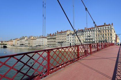 France, Rhône (69), Lyon, site historique classé Patrimoine Mondial de l'UNESCO, Vieux Lyon, quartier Saint-Georges, la passerelle Paul Couturier aussi appelé Saint Georges sur la Saône