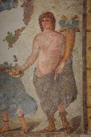 France, Aude, Narbonne, Palais des Archevêques, archaeological museum, roman fresco from the Clos de la Lombarde, scene of sacrifice with victory and genius