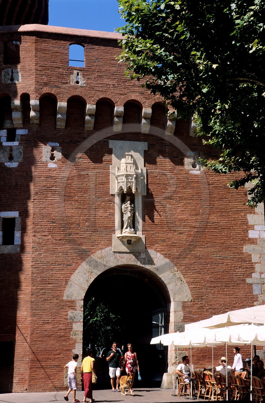 France, Pyrenees Orientales, Perpignan, Castillet, part of the old walls