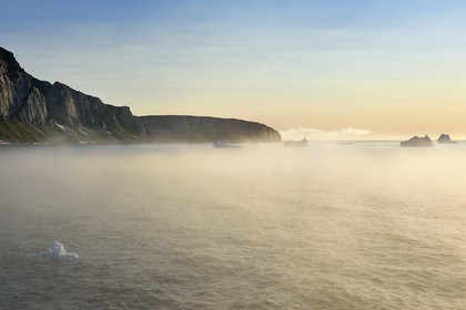 Greenland, North West coast, Murchison sund north of Baffin Bay, Hakluyt Island cliffs off the western shore of Kiatak (Northumberland Island)