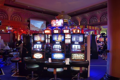 France, Calvados, Pays d'Auge, Deauville, Casino Barriere de Deauville), slot machine or one-armed bandit