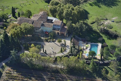 France, Var, Provence Verte (Green Provence), Bras village next to Saint Maximin, Le Peyrourier - une campagne en Provence Bed and Breakfast (aerial view)