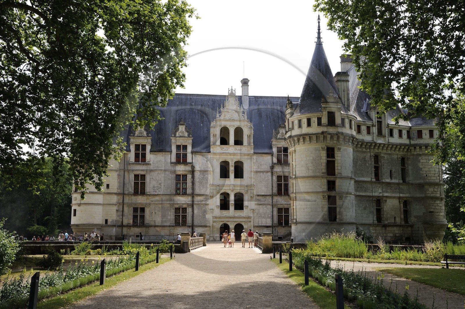 France, Indre et Loire, Loire Valley listed as World Heritage by UNESCO, Chateau d' Azay le Rideau, the grand staircase in the center