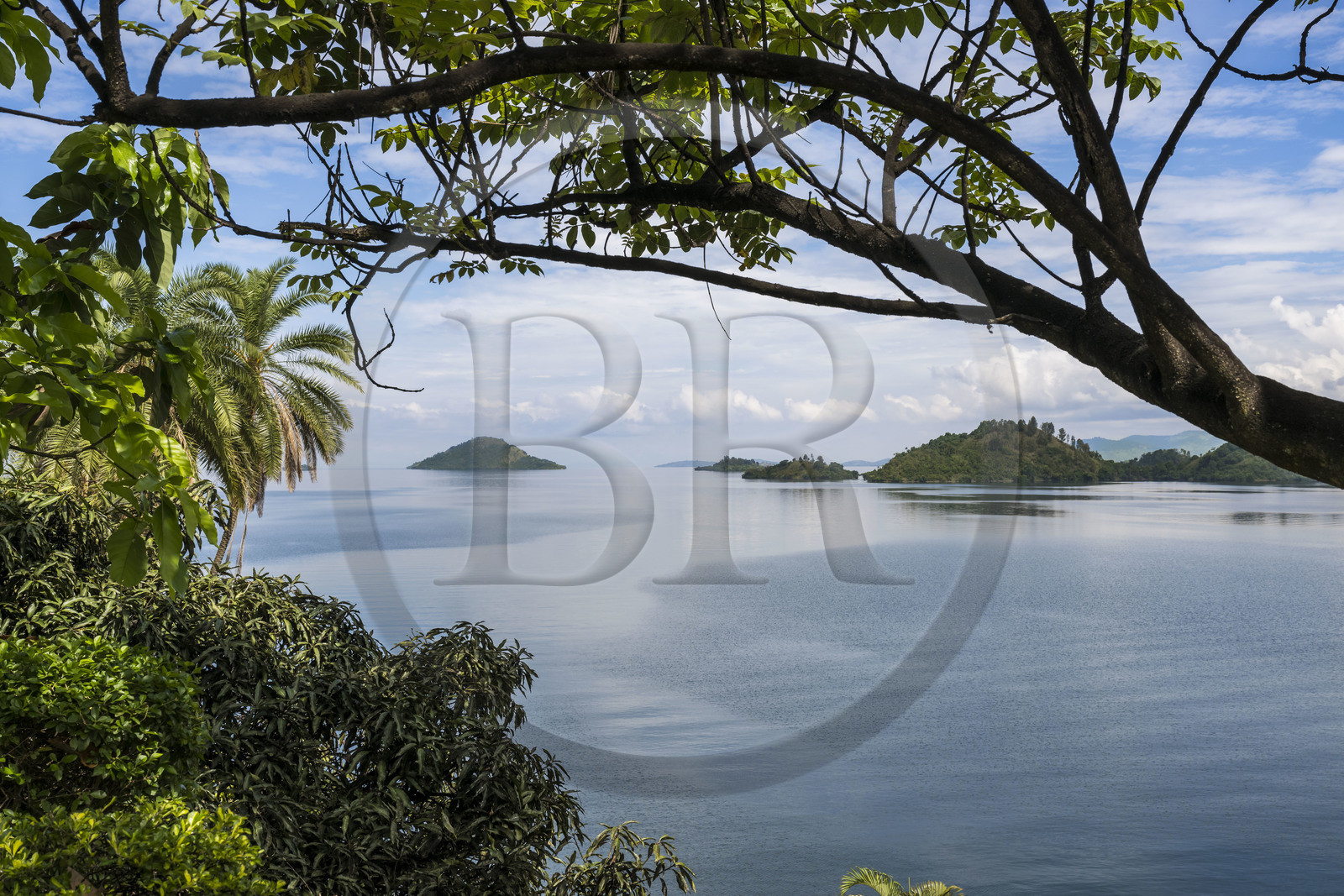 Rwanda, Western Province, Karongi (formerly named Kibuye), lake Kivu, Napoleon Island, so named because of its shape which resembles the emperor's hat in the background