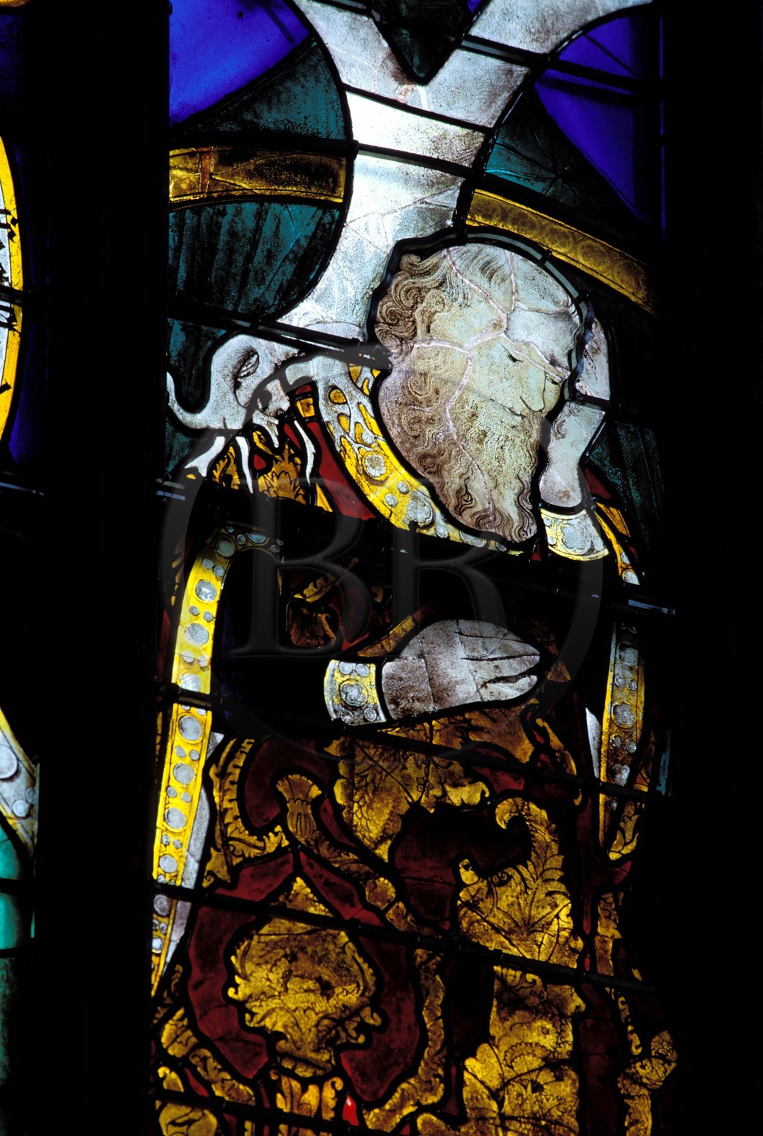 France, Eure, Evreux, Notre Dame cathedral, stained glass window detail