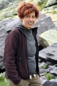 France, Alpes-Maritimes, parc national du Mercantour (Mercantour National Park), the Vallee des Merveilles (Valley of Wonders) scattered with thousands of rupestral engravings of the Bronze Age, Nicoletta Bianchi, PhD in prehistory, author of a thesis on the archaeological and chronological context of the proto-historic engravings of Mount Bego region