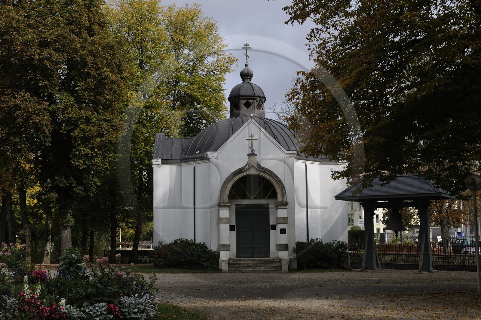France, Vosges (88), Station thermale de Contrexéville, la chapelle orthodoxe dans le parc où sont inhummé la grande duchesse Wladimir et son fils