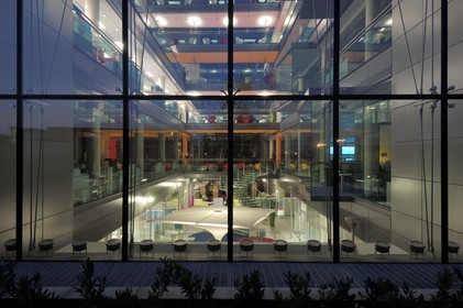 Republic of Ireland, Dublin county, Dublin, new office buildings on North Wall Quay in the rehabilitated docks, Liffey river