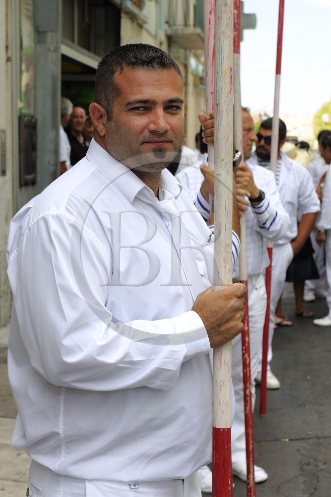 France, Hérault (34), Sète, joutes sètoises, Michaël Arnaud membre de la Lance Amicale Sétoise (LAS)