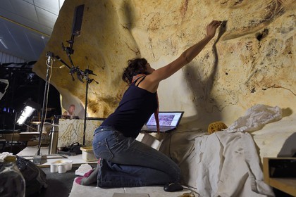 France, Dordogne, Montignac, the Atelier des Fac-Similés du Périgord (Perigord's Facsimile Workshop AFSP) specialised in mineral reproduction of prehistoric painted walls using “stone veil” patented technique and in charge of the Lascaux cave’s walls faithfull reconstitution, reproductions of the paintings, compulsory mention Atelier des Fac-Similés du Perigord