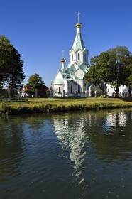 France, Bas Rhin, Strasbourg, Quartier des Quinze (District of the Fifteen), the Orthodox Church of All Saints on the banks of the Marne-Rhine Canal