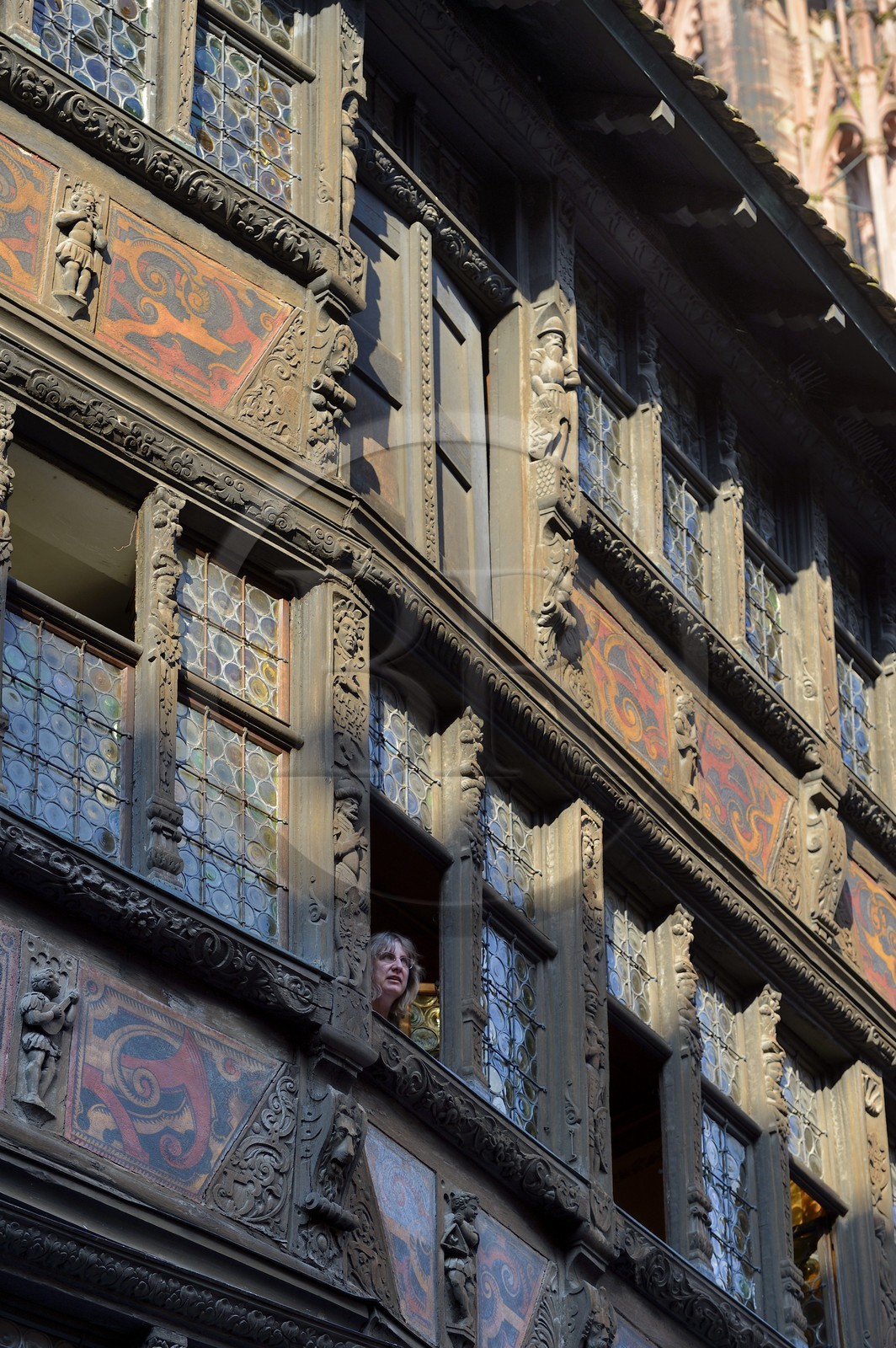 France, Bas-Rhin (67), Strasbourg, vieille ville classée au Patrimoine Mondial de l'UNESCO, place de la cathédrale, la maison Kammerzell (15ème siècle) convertie en un hôtel et restaurant