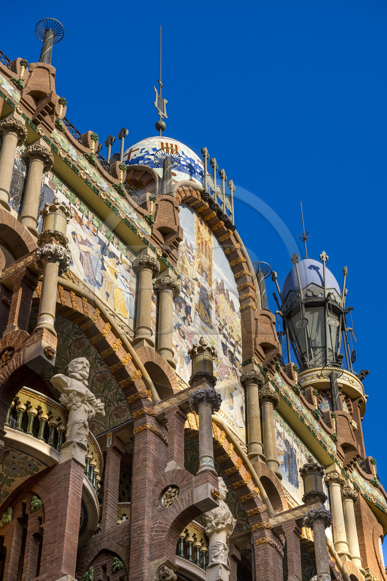 Espagne, Catalogne, Barcelone, Palau de la Musica Catalana (palais de la musique catalane), salle de concert dessinée par l'architecte du modernisme catalan Lluis Domènech i Montaner, site classé au Patrimoine Mondial de l'UNESCO