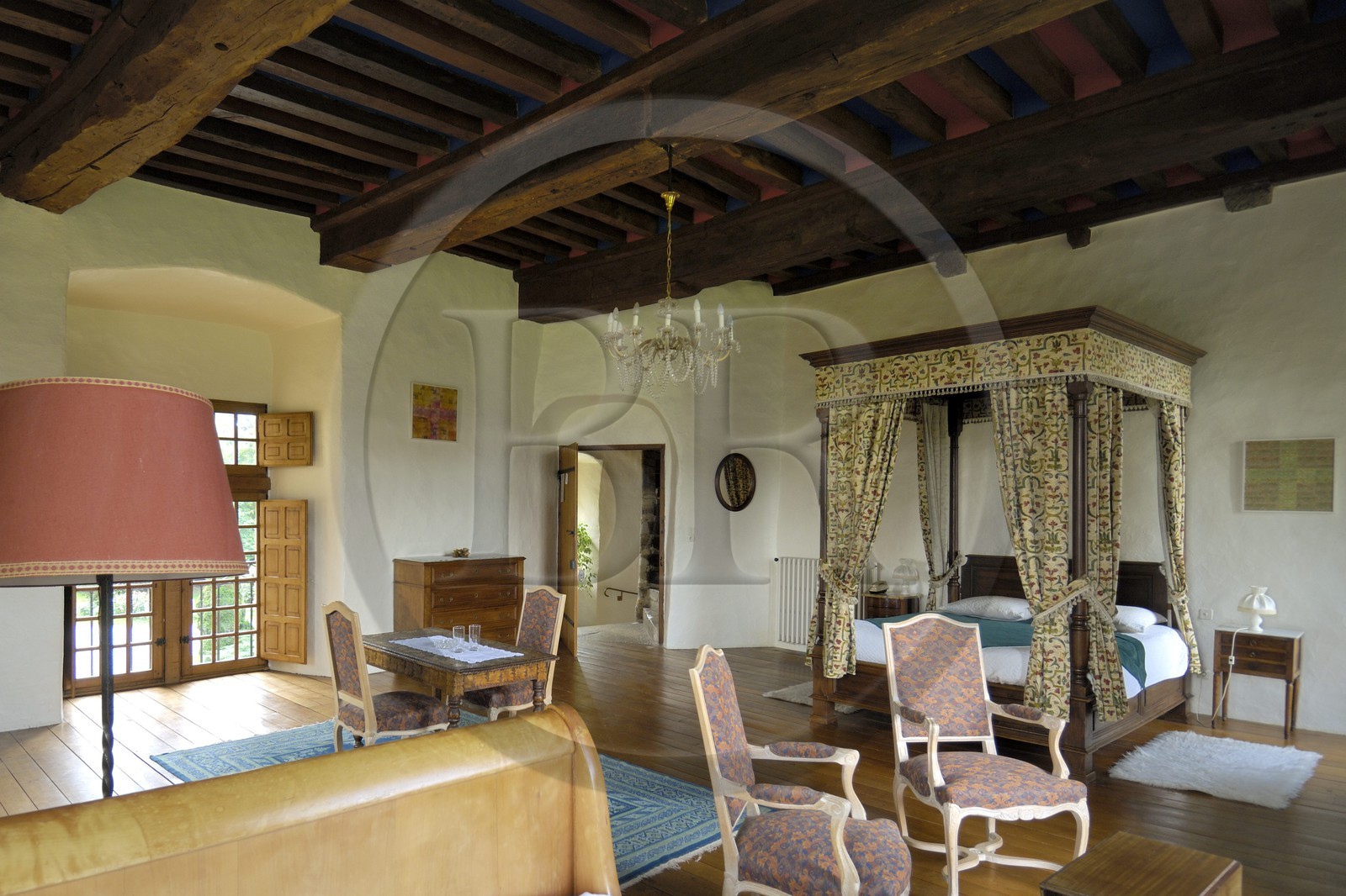 France, Manche (50), Saint-Lo, le château d'Agneaux, une chambre de l'hôtel