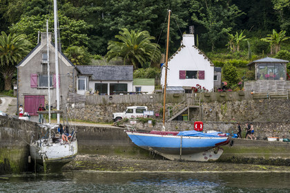 France, Finistère (29), Pays des Abers, Aber Wrac'h, Lannilis, le Port de Paluden à marée basse
