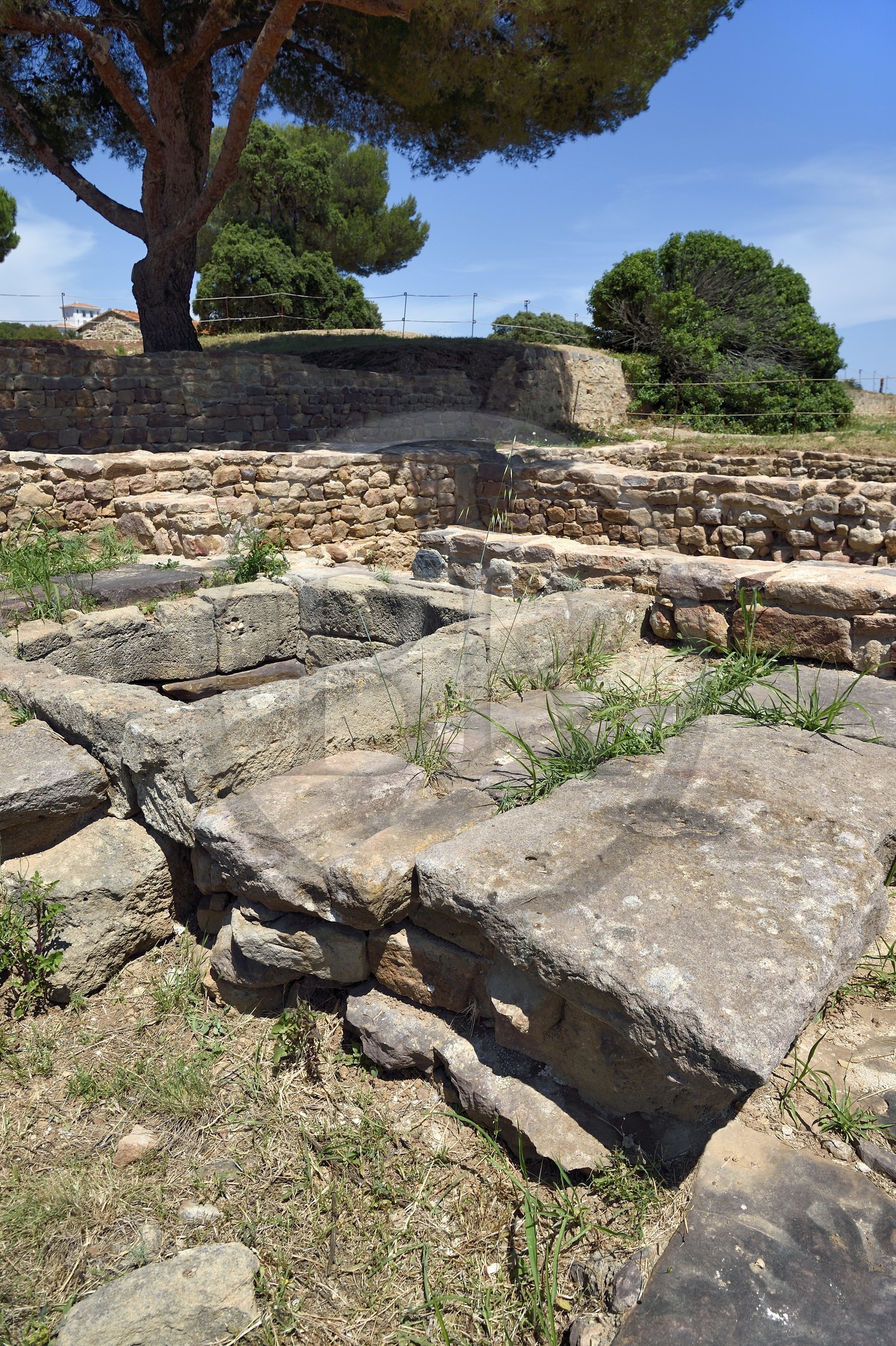 France, Var, Almanarre district, Olbia archaeological site founded around 350 BC by Greeks from Marseille, the public well
