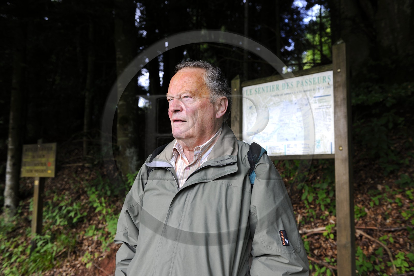 France, Bas-Rhin (67), chemin des passeurs au Donon sur la trace de la filière d'évasion du Rehtal, Hubert Ledig, dont le père, (du même prénom) était passeur pendant la deuxième guerre mondiale