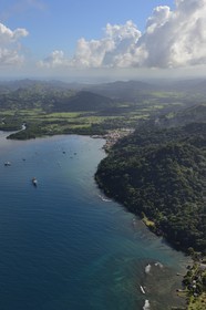 Panama, Colon Province, Portobelo, listed as World Heritage by UNESCO and the bay (aerial view)