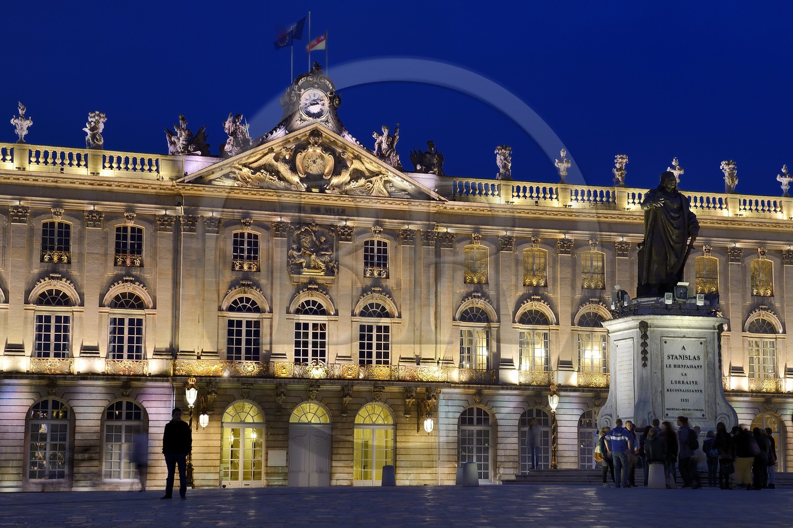 France, Meurthe-et-Moselle (54), Nancy, place Stanislas (ancienne Place Royale) construite par Stanislas Leszczynski, roi de Pologne et dernier duc de Lorraine au XVIIIe siècle, classée Patrimoine Mondial de l'UNESCO, l'Hotel de ville
