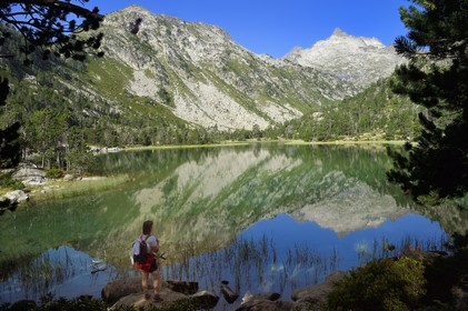 France, Hautes Pyrenees, Saint Lary Soulan, Neouvielle National Nature Reserve, Neouvielle lakes hike, Les Laquettes small lakes
