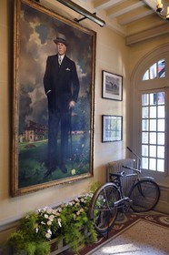 France, Calvados, Pays d'Auge, Deauville, Strassburger Villa, portrait of Ralph Strassburger in the entrance hall