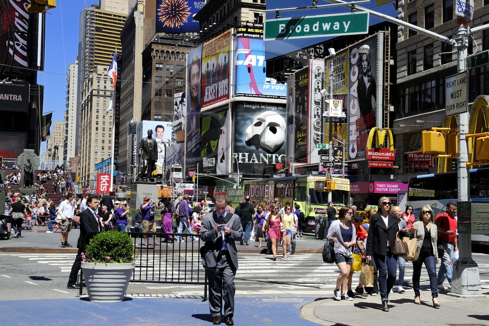 Etats-Unis, New York, Manhattan, Midtown, Times Square, partie piétonne et cycliste de Broadway