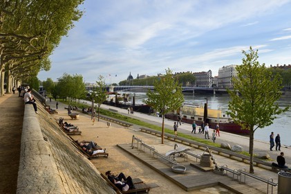 France, Rhône (69), Lyon, les berges du Rhône, quai Général Sarrail