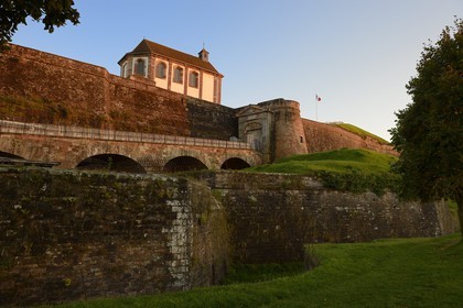 France, Moselle, parc regional des Vosges du nord (Northern Vosges Regional Natural Park), Bitche, citadel fortified by Vauban, the chapel and the access ramp