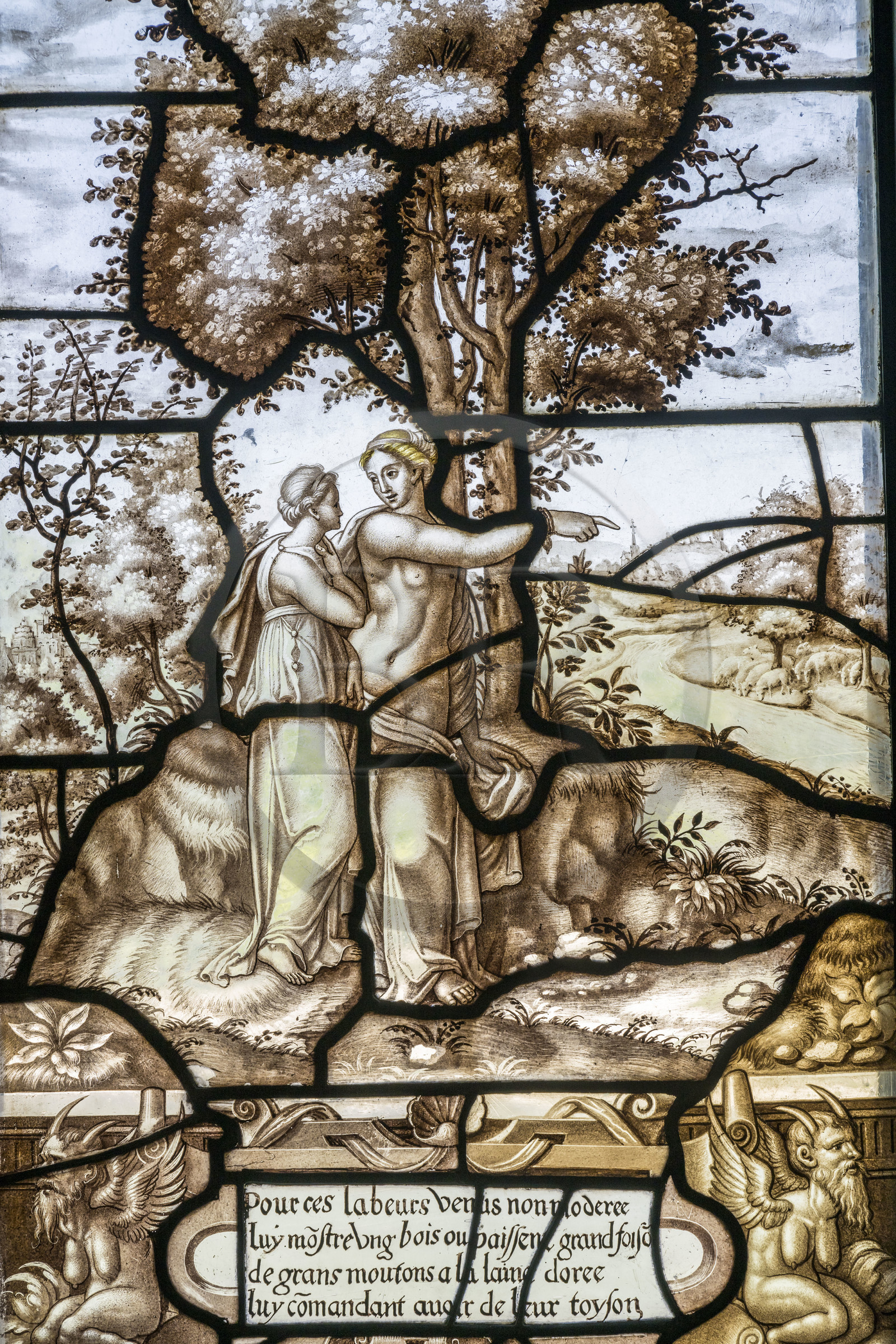 France, Oise (60), Chantilly, le chateau de Chantilly, le musée Condé, les vitraux de la galerie de Psyché